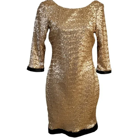 Crystal Doll | Dresses | Gorgeous Crystal Doll Sequin 34 Sleeve Dress W  Back Zipper Closure In | Poshmark